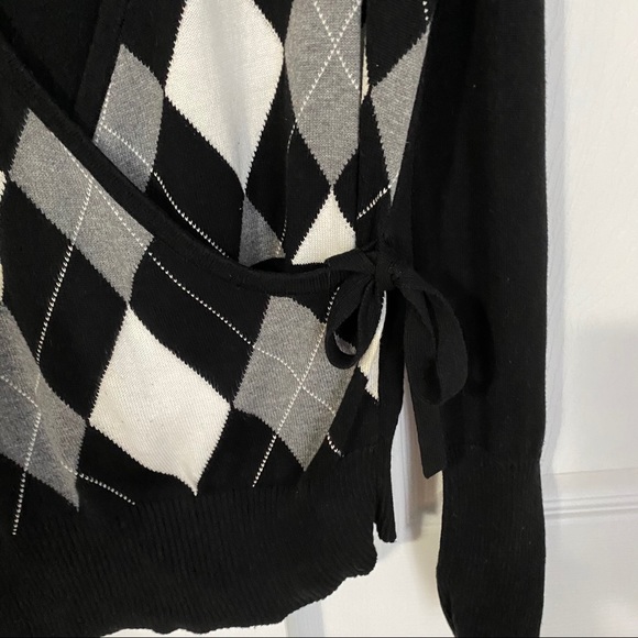 ARGYLE FAUX WRAP SWEATER - Picture 3 of 8